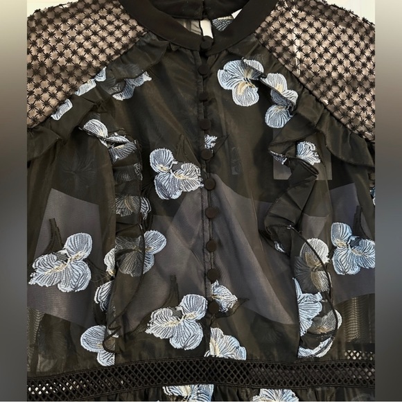 Self-Portrait Floral Open Back Cape Mini Cocktail Dress - Picture 8 of 9